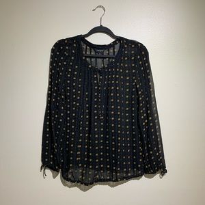 Lucky Brand 🍀 Black and Gold Sheer Long Sleeve